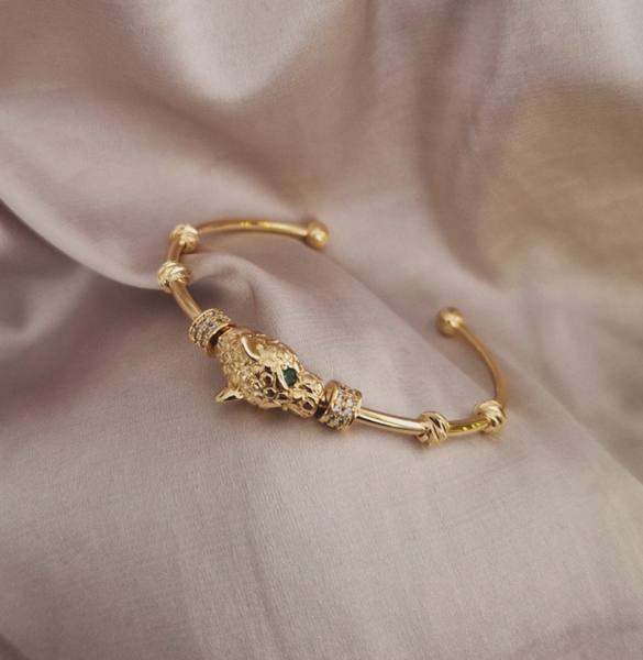 Bracelet jonc Jaguar et strass