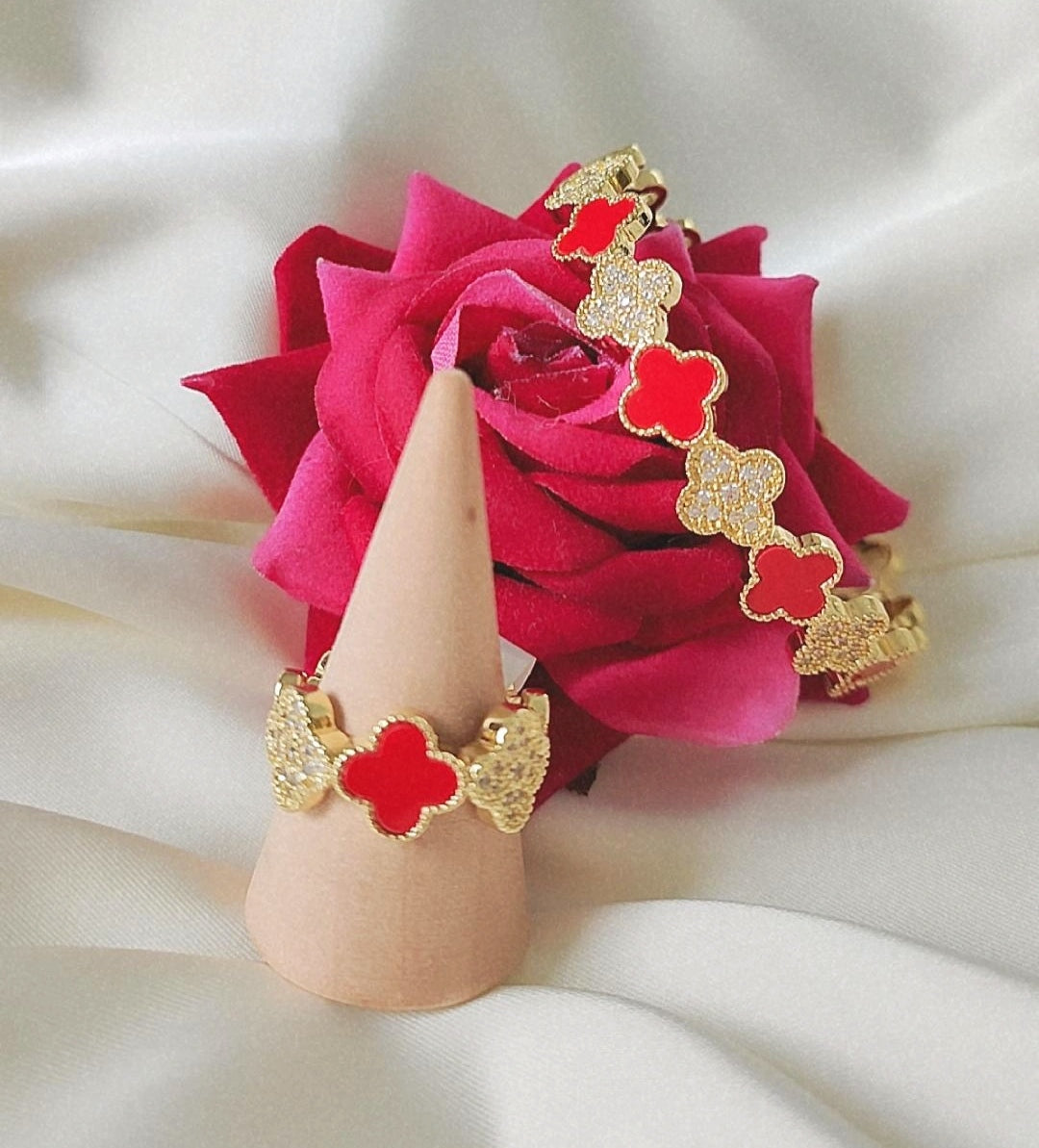 Bracelet jonc rouge avec bague (vendus à l'unité)
