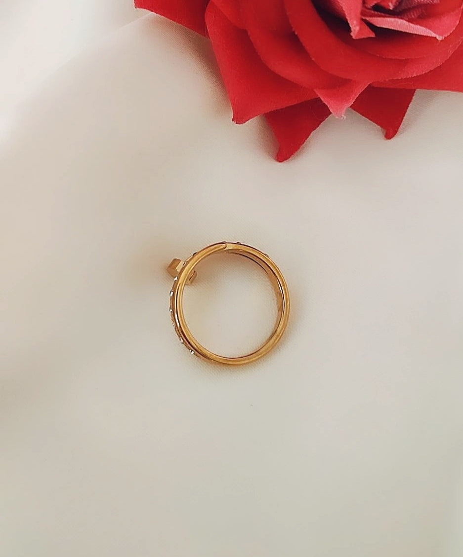 Bague en acier inoxydable double rang et strass