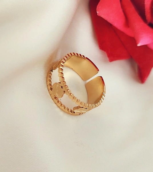 Bague ajustable en acier inoxydable dorés striés