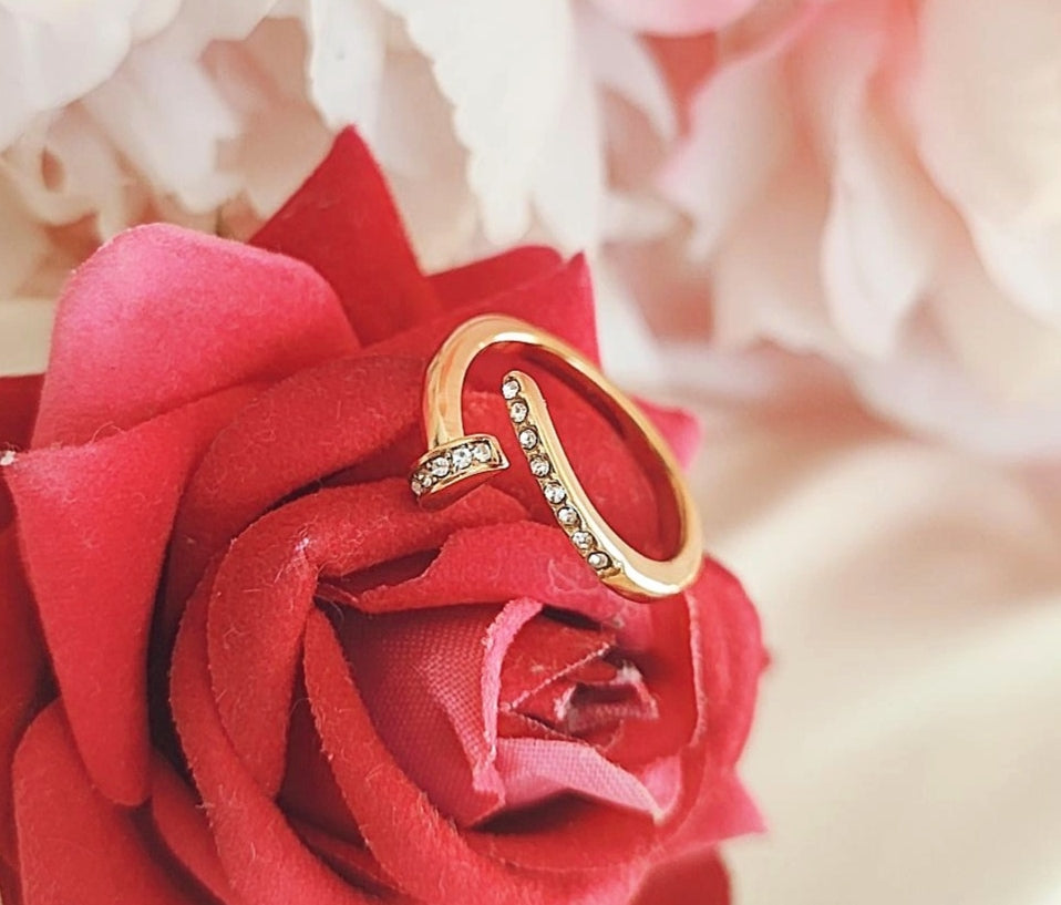 Bague ajustable en acier inoxydable strass