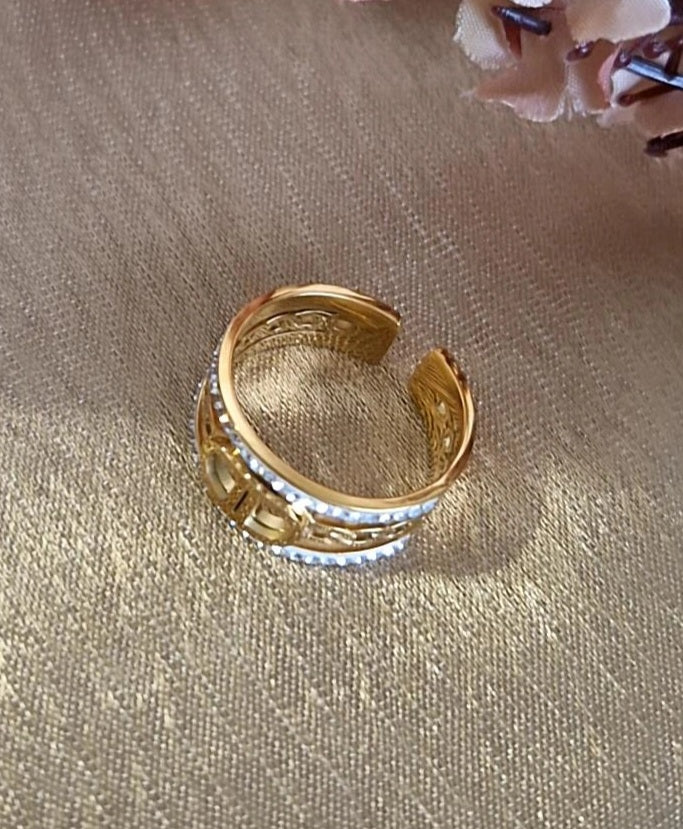 Bague ajustable en acier inoxydable multi rangs et strass