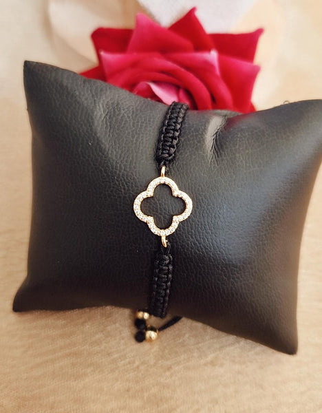 Bracelet fil tressé empiècement en acier inoxydable oriental beldi strass