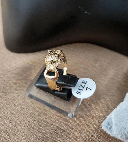 Ensemble Jaguar Collier + bracelet jonc + boucles d'oreilles + bague assortis