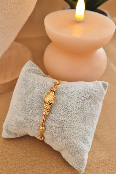 Bracelet jonc Jaguar et strass
