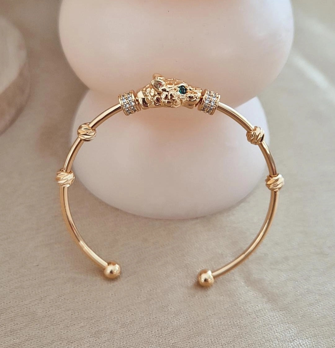Bracelet jonc Jaguar et strass