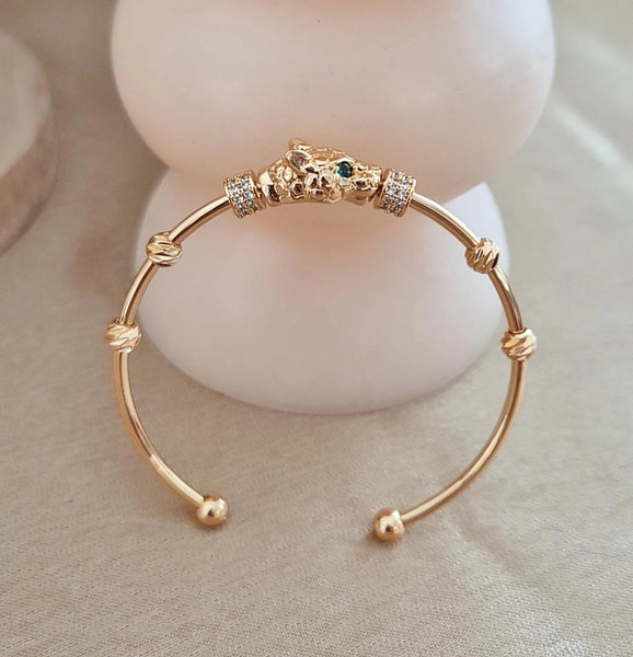 Bracelet jonc Jaguar et strass