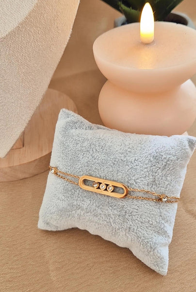 Ensemble Collier + bracelet + boucles d'oreilles ovale et strass