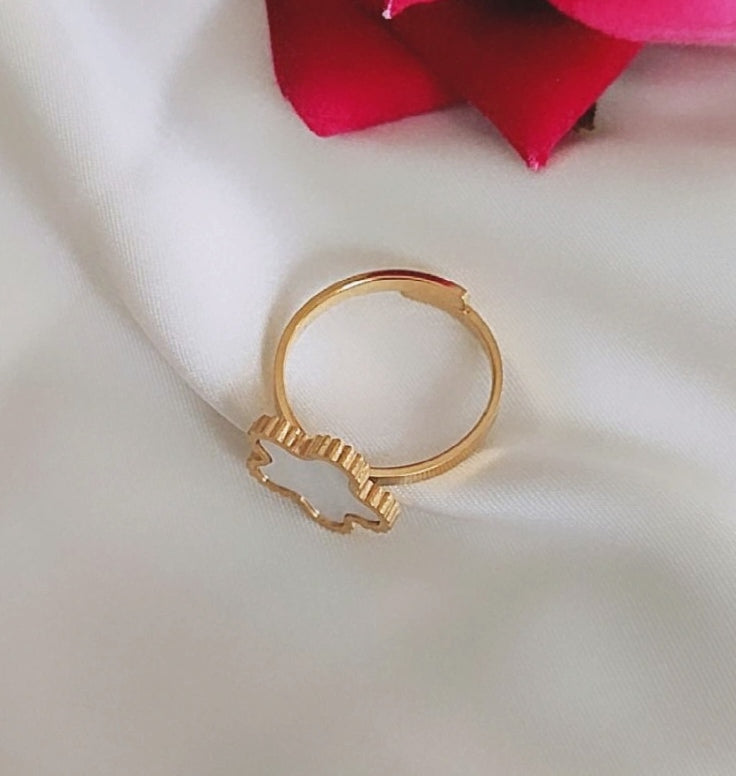 Bague ajustable en acier inoxydable blanc nacré