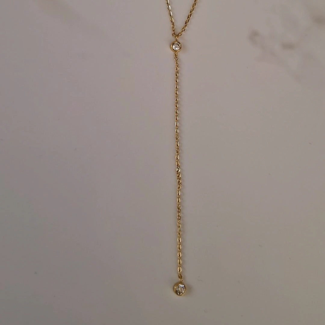 Collier en acier inoxydable en Y avec strass