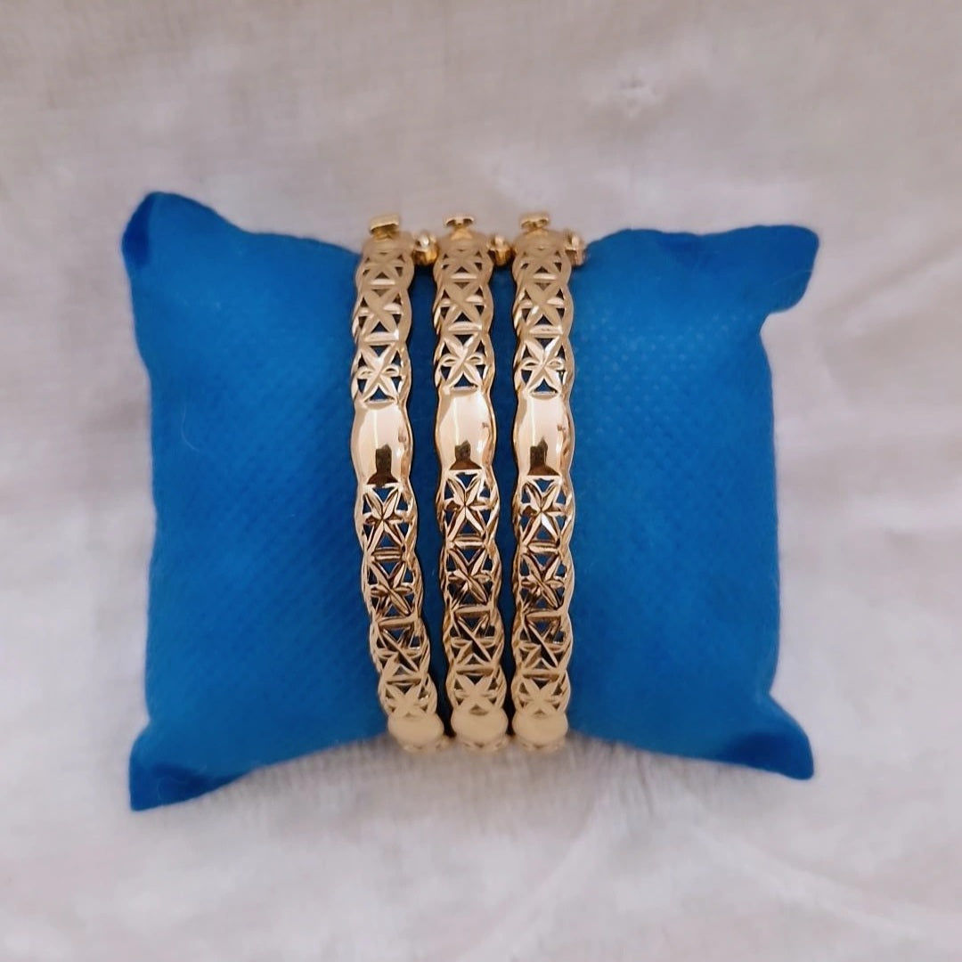 Lot de 3 Bracelets jonc en acier inoxydable oriental beldi ajourés
