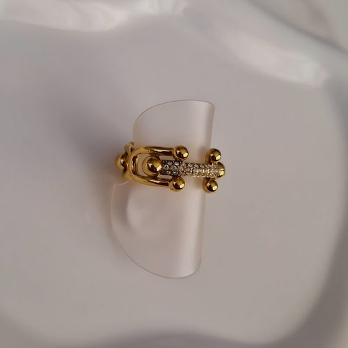 Bague en acier inoxydable maillons et strass