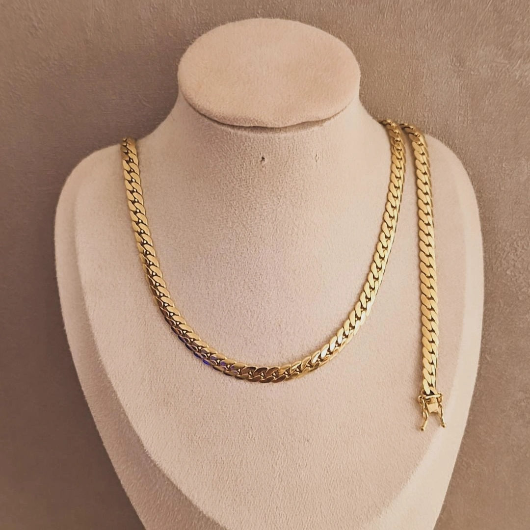 Ensemble Collier + bracelet en acier inoxydable maille plate gourmette