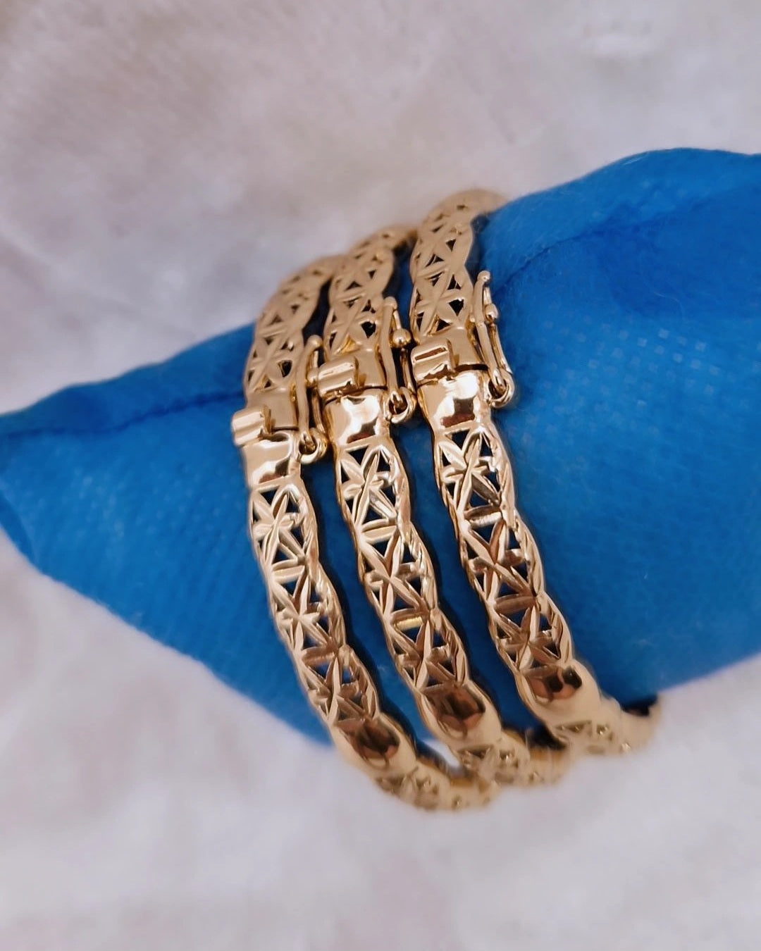 Lot de 3 Bracelets jonc en acier inoxydable oriental beldi ajourés