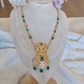 Collier sautoir beldi Boulahiya cravache en acier oriental perles vertes