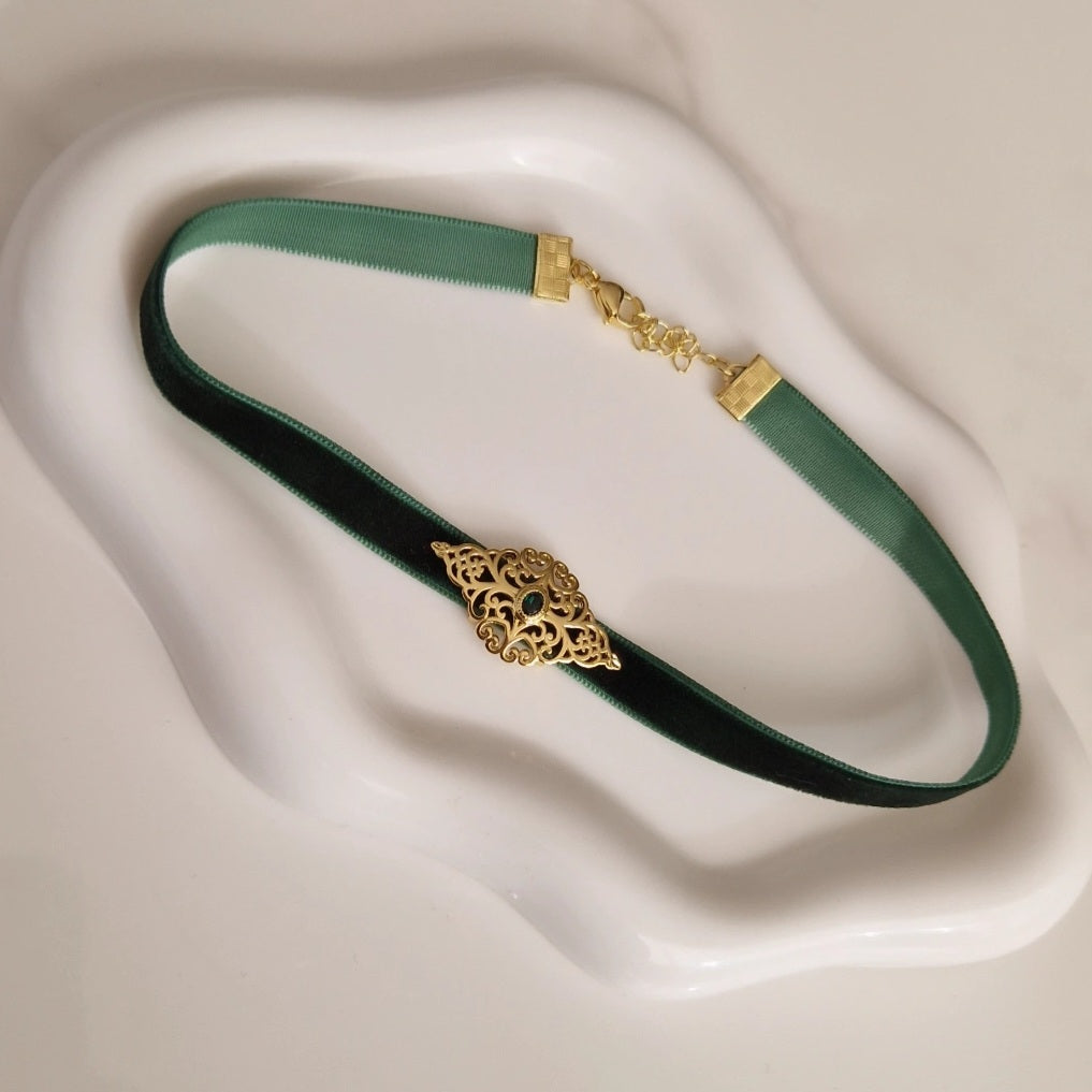 Collier choker en velours pendentif en acier inoxydable pendentif beldi