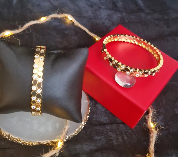 Bracelet jonc en acier inoxydable strass (vendu à l'unité)