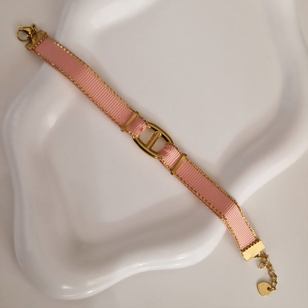 Bracelet tissus empiècement en acier inoxydable boucle