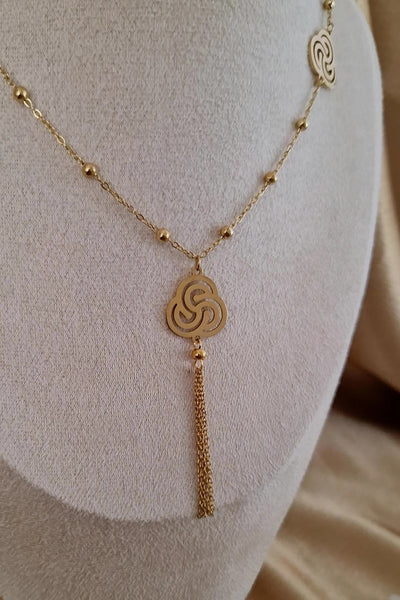 Collier sautoir beldi en acier inoxydable oriental