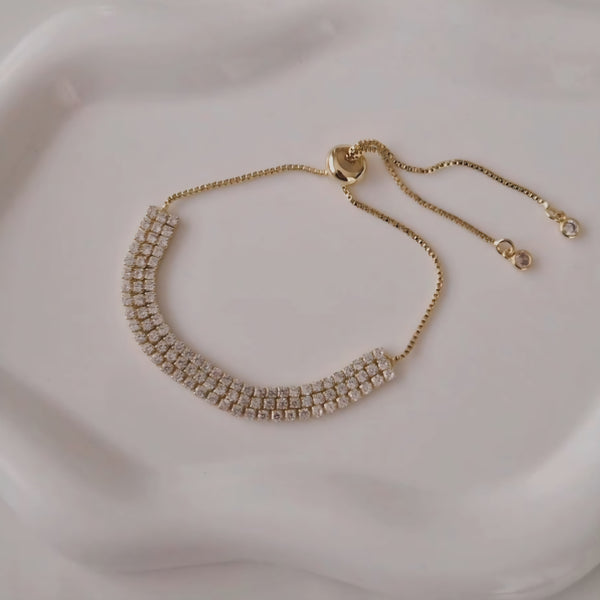 Bracelet en acier inoxydable triple lignes de cristaux