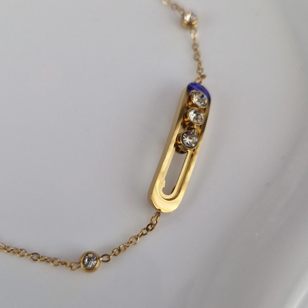 Bracelet en acier inoxydable strass mobiles
