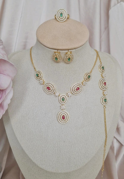 Ensemble Beldi Collier + boucles d'oreilles + bracelet + bague assortis