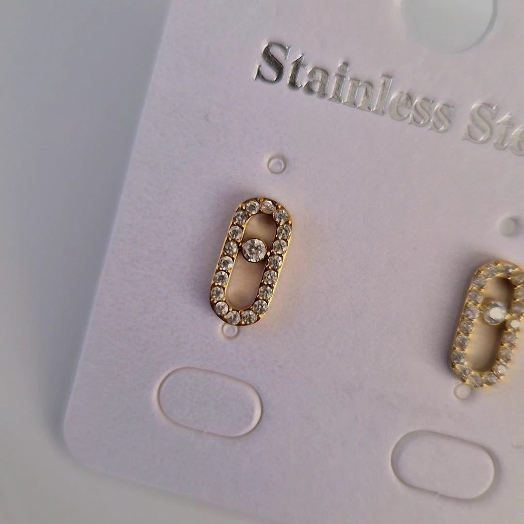 Boucles d'oreilles en acier inoxydable ovale et strass