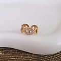 Bague ajustable en acier inoxydable ovales et strass