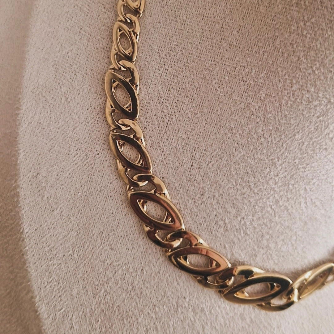 Ensemble Collier + bracelet en acier inoxydable ajourés