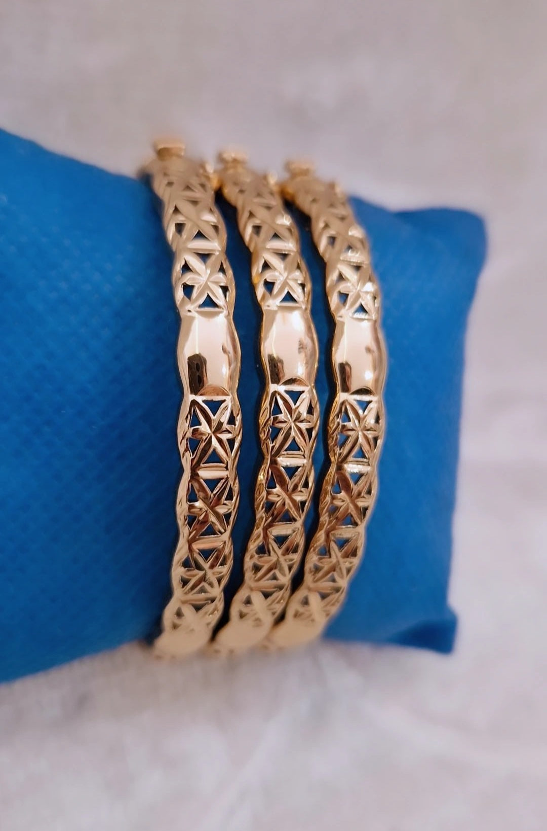 Lot de 3 Bracelets jonc en acier inoxydable oriental beldi ajourés