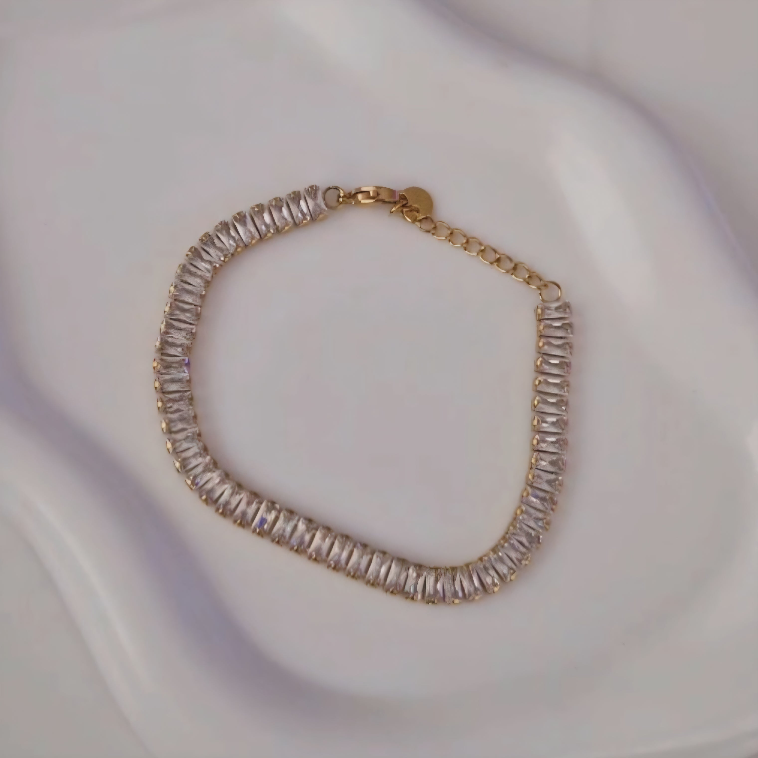 Bracelet luxe en acier inoxydable multi pierres transparentes