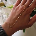 Chaîne de main / Bracelet en acier inoxydable billes dorées étoiles et strass