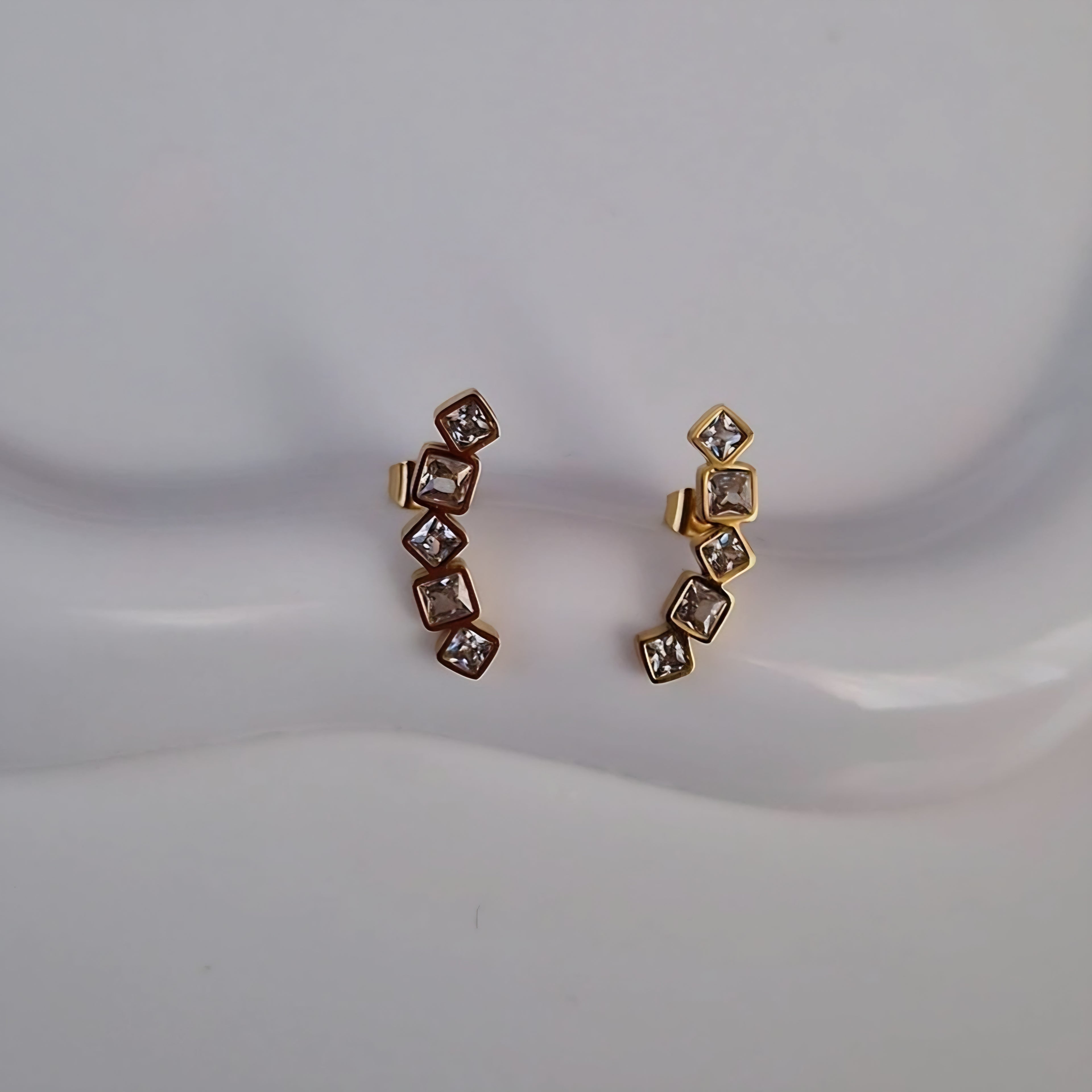 Boucles d'oreilles en acier inoxydable multi pierres