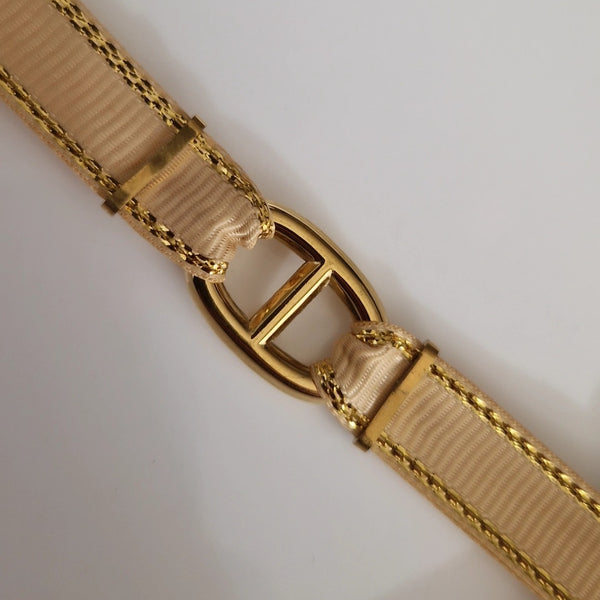 Bracelet tissus empiècement en acier inoxydable boucle