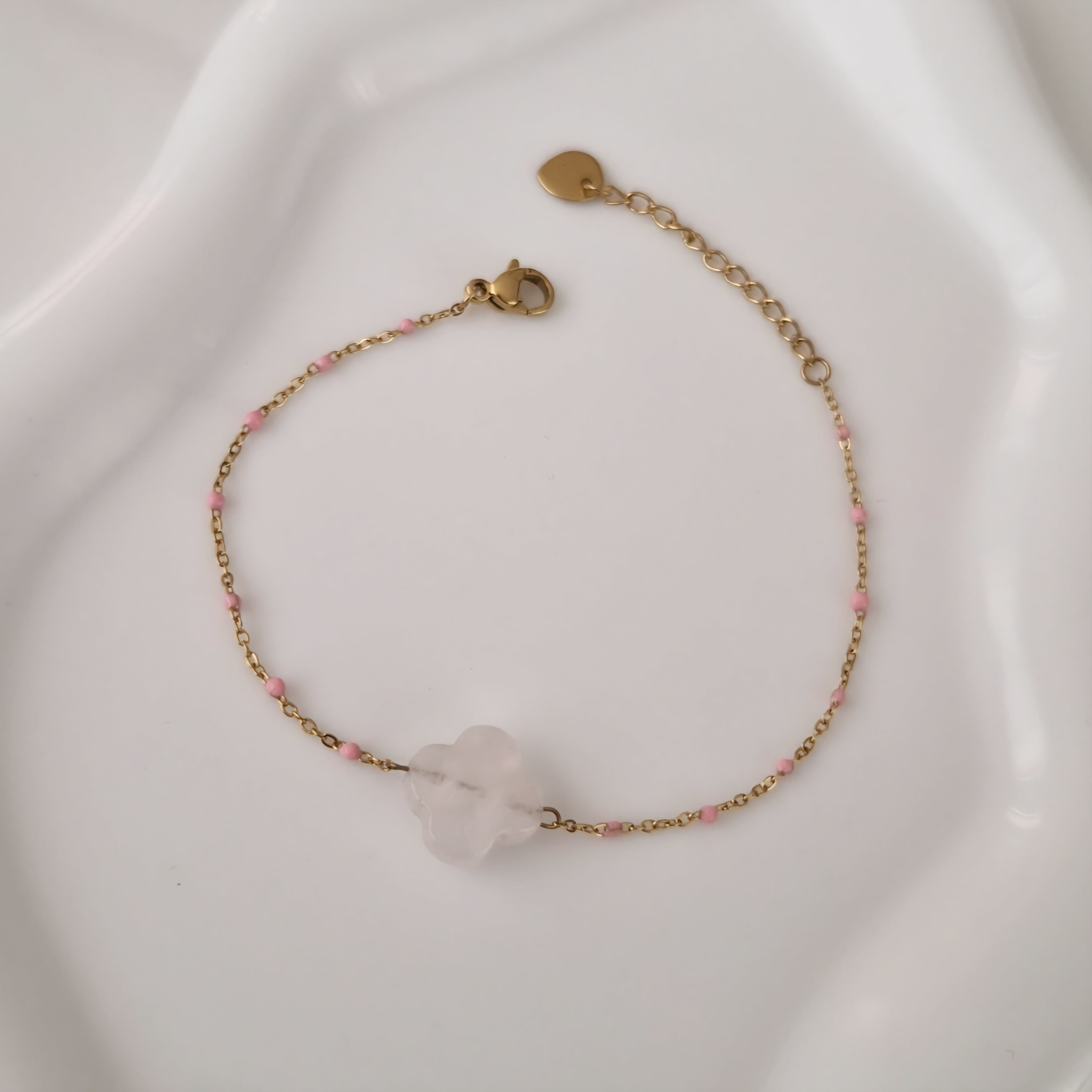 Bracelet en acier inoxydable en résine et minis perles colorées