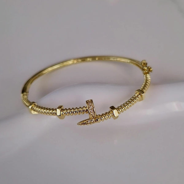 Bracelet jonc cranté et strass (à l'unité)