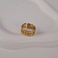 Bague ajustable en acier inoxydable feuilles de laurier