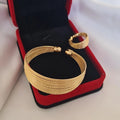 Ensemble bracelet jonc et sa bague ajustable en acier inoxydable effet multi bracelets