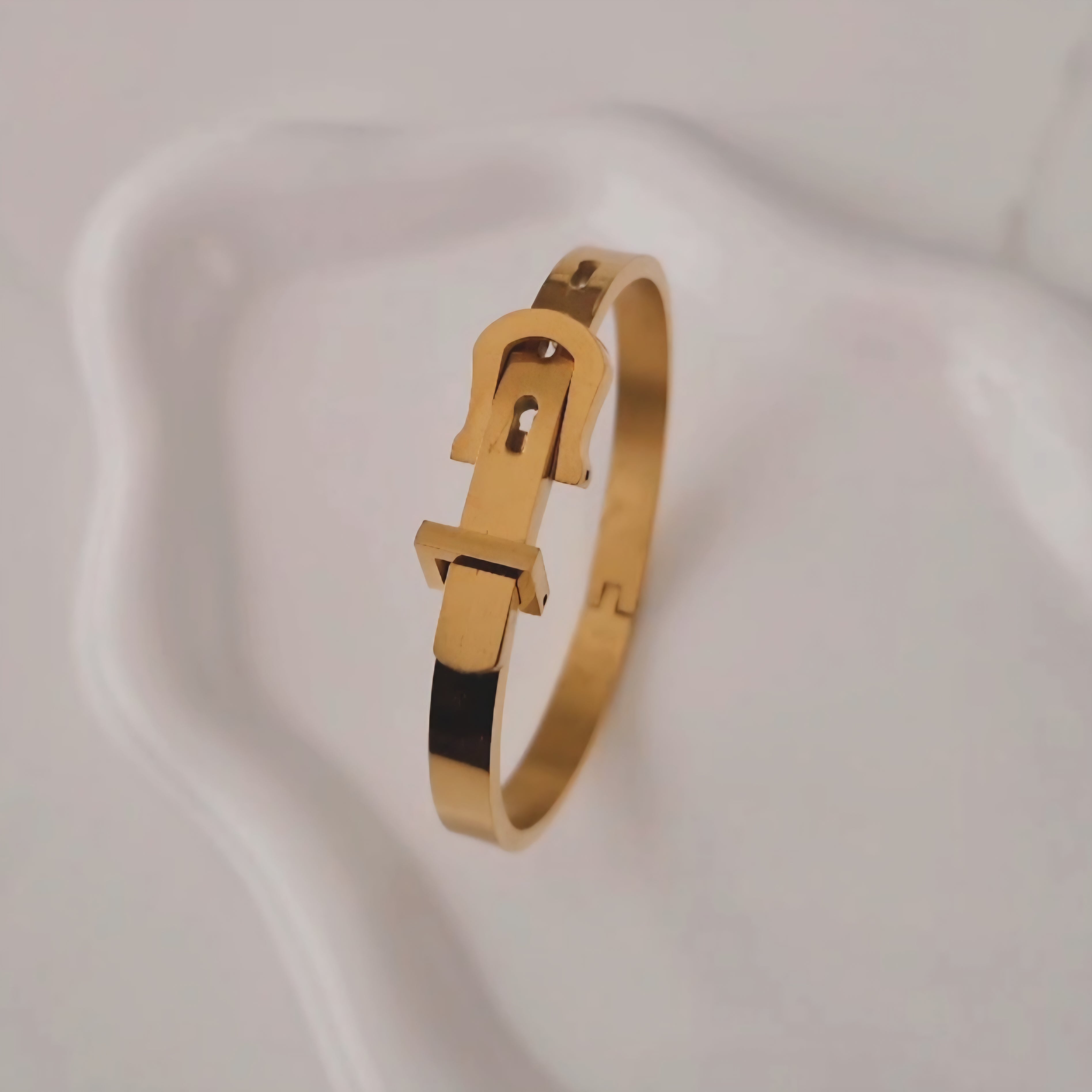 Bracelet jonc en acier inoxydable ceinture dorée