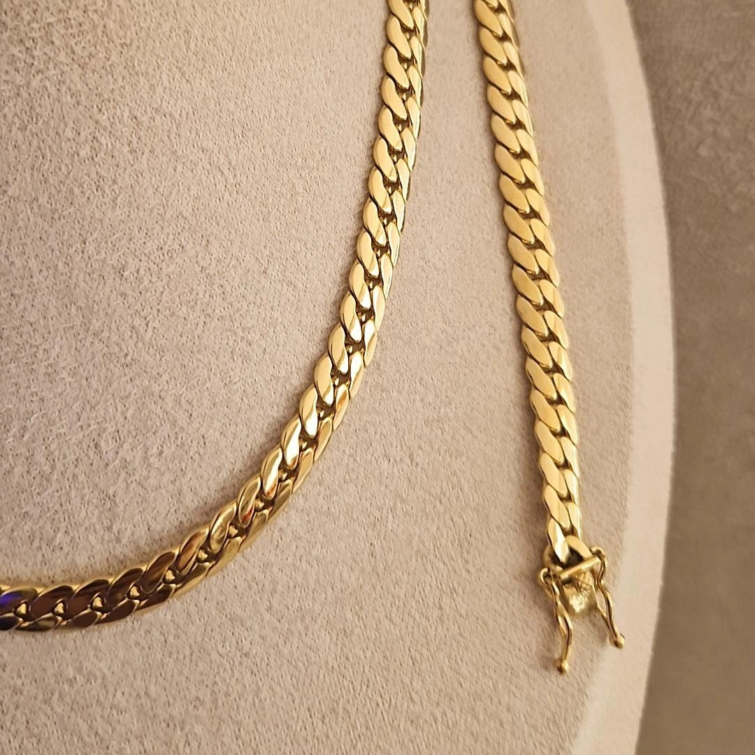 Ensemble Collier + bracelet en acier inoxydable maille plate gourmette