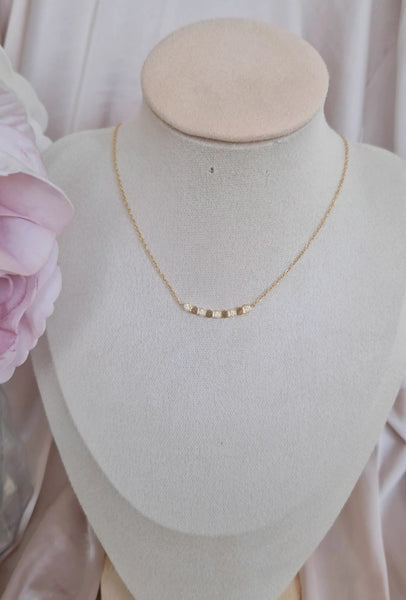 Collier en acier inoxydable carrés et strass