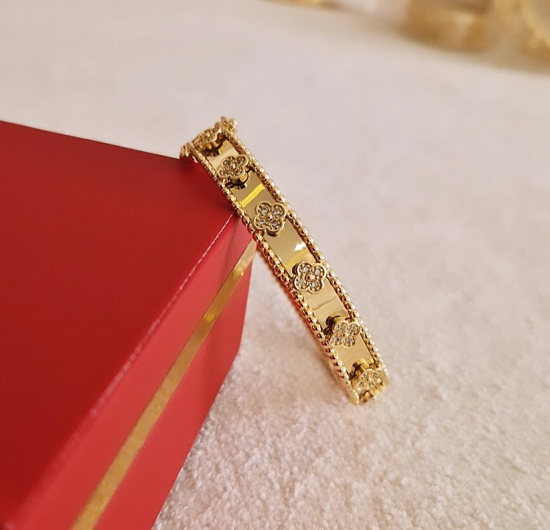Bracelet jonc en acier inoxydable strass