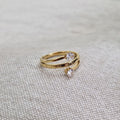 Bague en acier inoxydable double lignes et 2 cristaux