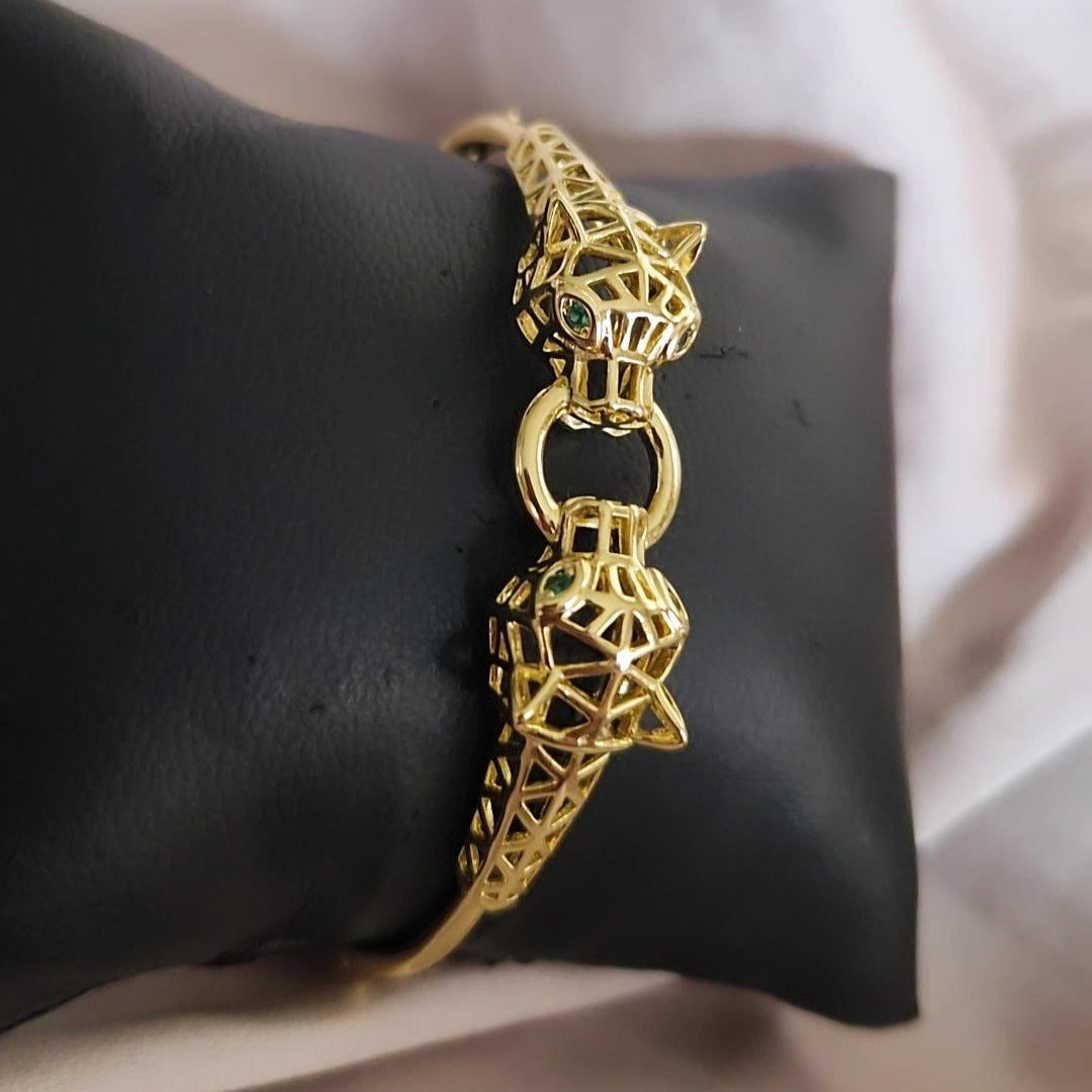 Bracelet jonc en acier inoxydable jaguars ajourés