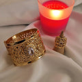 Ensemble Nbala bracelet manchette et sa bague en acier inoxydable