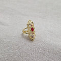 Bague avec empiècement beldi pierre rouge