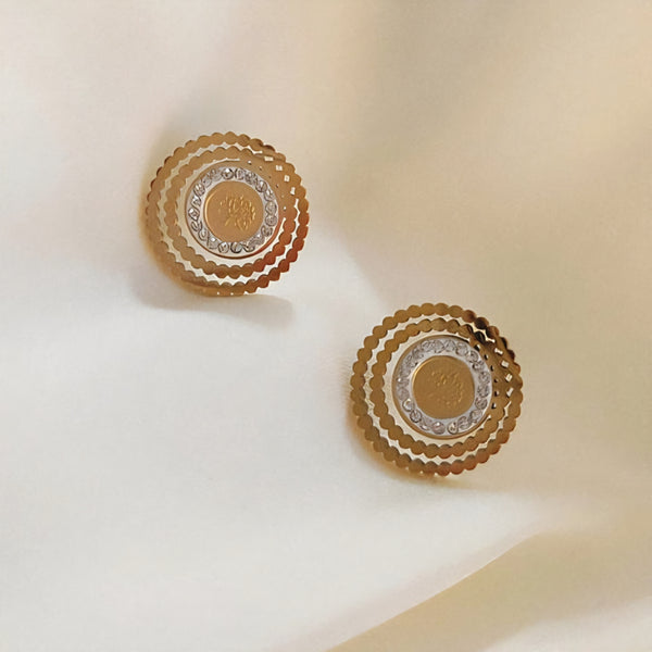 Boucles d'oreilles en acier inoxydable arbre de vie et strass