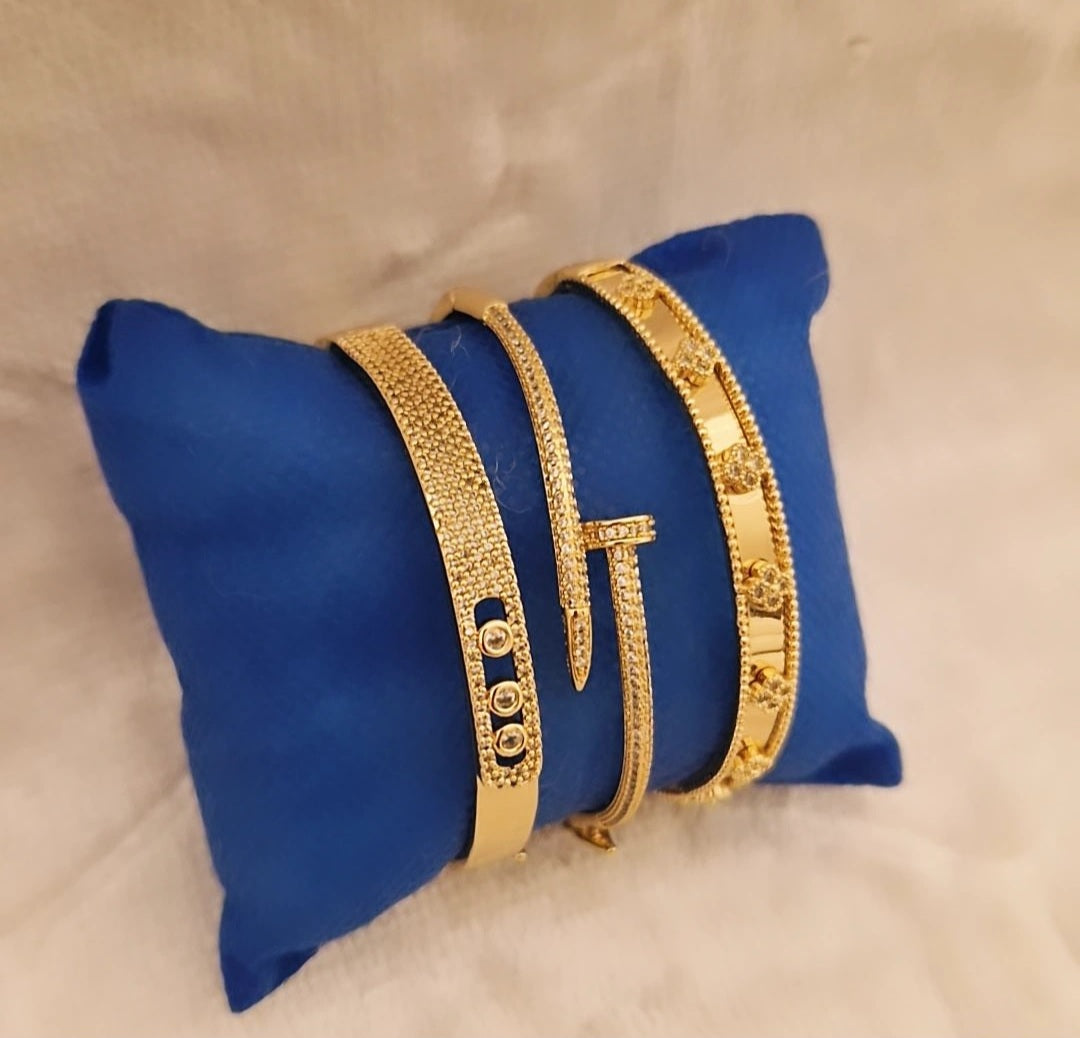 Lot de 3 Bracelets combo joncs en acier inoxydable oriental beldi