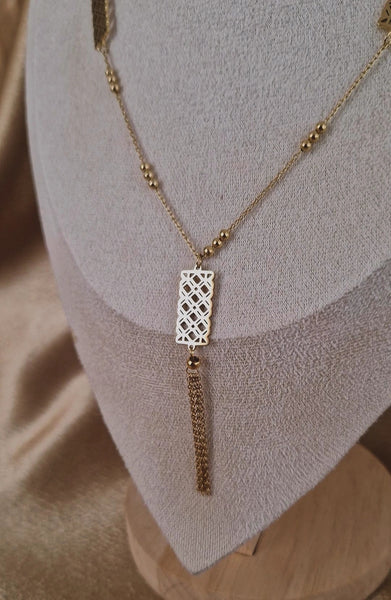 Collier sautoir beldi en acier inoxydable oriental