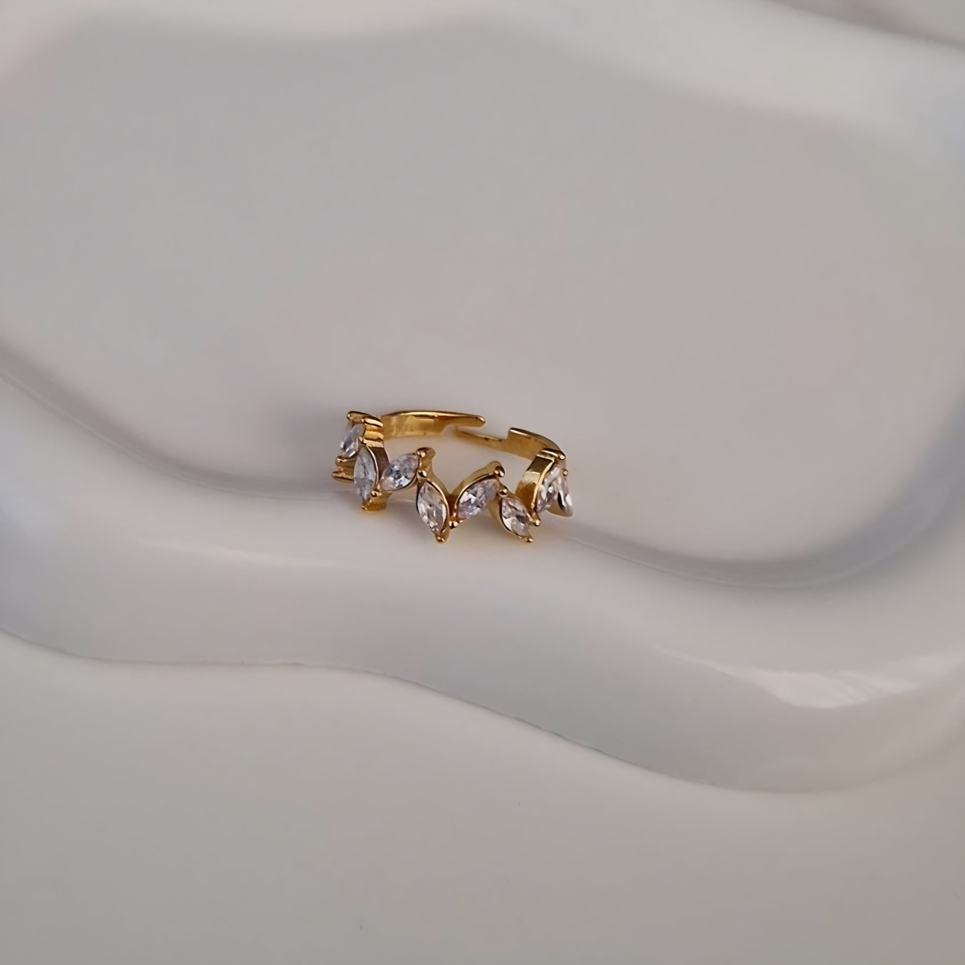 Bague ajustable en acier inoxydable épi de strass